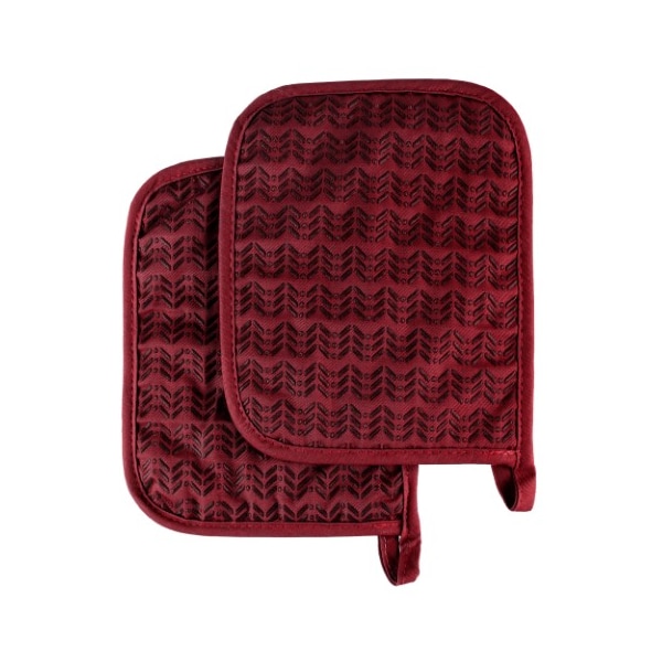 Hastings Home Pot Holder Set With Silicone Grip, Quilted And Heat Resistant (Set of 2) By Hastings Home (Burgundy) 312756QPS - main